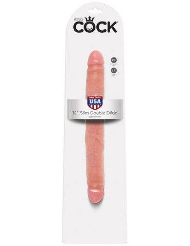 King Cock 12" Slim Double Dildo-Flesh