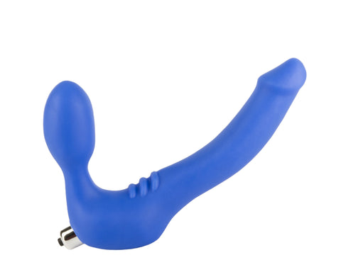 Simply Strapless Small Strap On Vibrator -Blue
