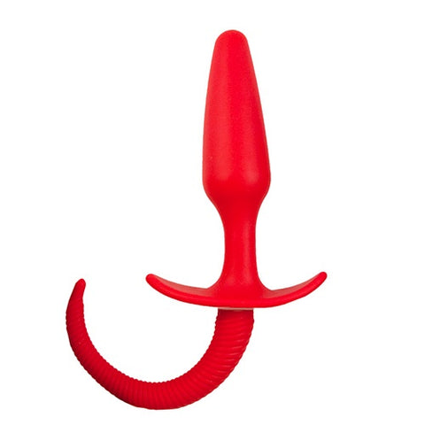 Classic Silicone Butt Plug with Tail-Red
