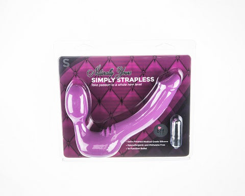 Simply Strapless Small Strap On Vibrator -Purple